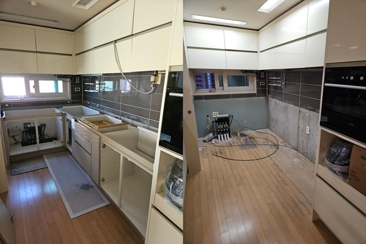 상판 철거와 하부장 철거