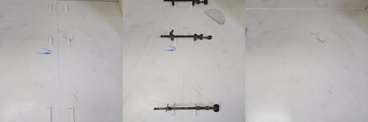 상판 접합 전과 접합 후 클램프 고정, 연마 후