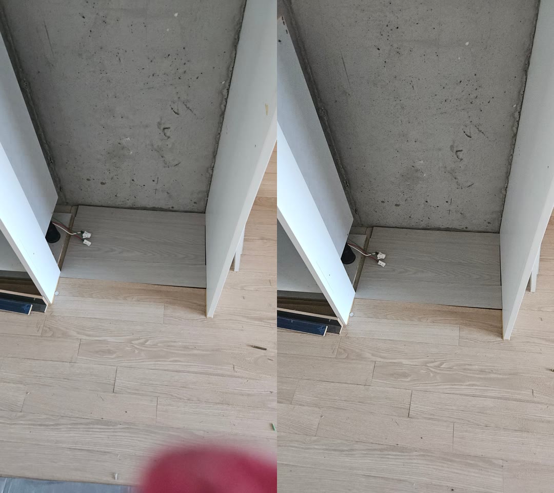 철거 후 로봇청소기장 자리에 마루 시공