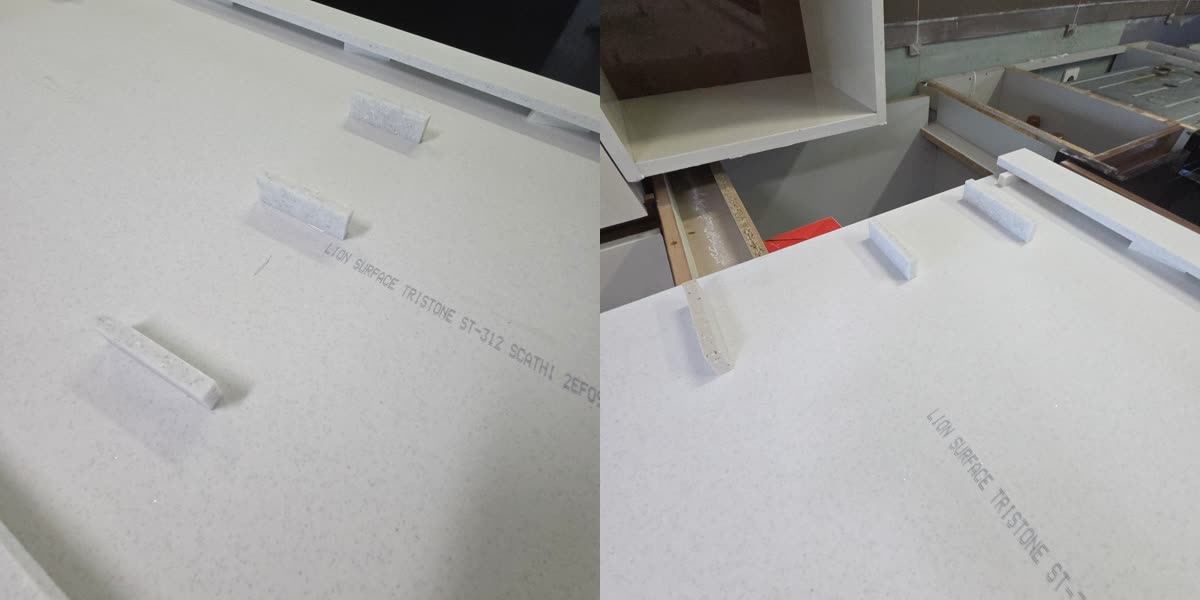 새 상판에 시공목을 붙인 모습